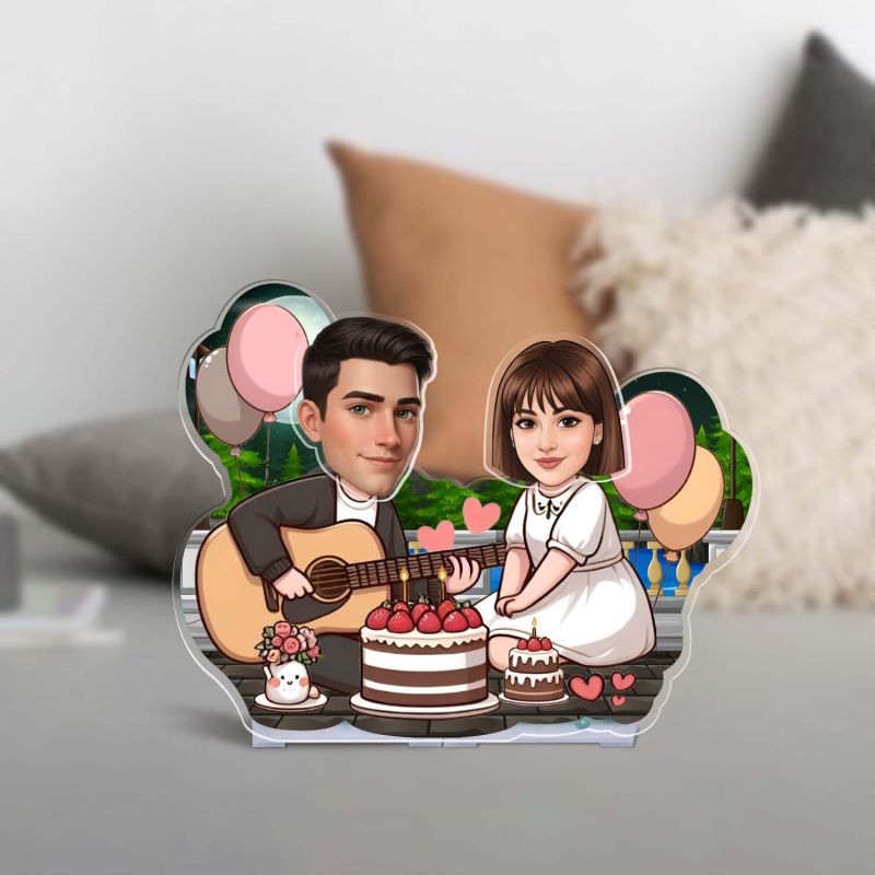 Personalized Funny Caricature for Birthday Girl Custom with Face Cutout Shaking Head Feature Surprise Birthday Gift for Girlfriend, Wife, Bestie & Sister Battery Powered Table Decor